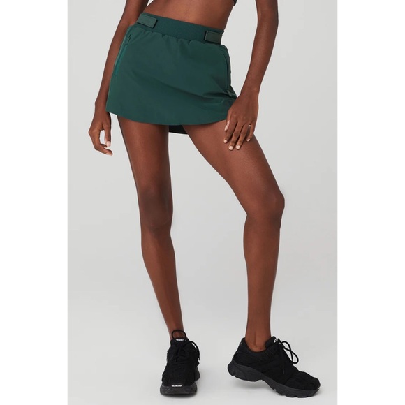 Alo Yoga High-Waist Elevation Mini Skirt Midnight Green L - Picture 3 of 13